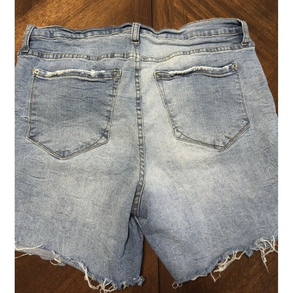 Kensie Jeans Cut Off Denim Shorts Womens 12/31 Blue Mid Rise Zip Fly Distressed
